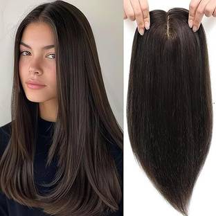Getvock Long Straight 18inch  Topper Base Cover Thinning  Wiglets Brown Hair Extension