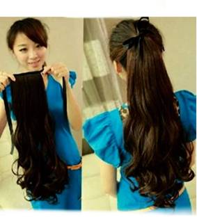 Crazy Hair Brown Curly Ribbon Ponytail Hair Extension