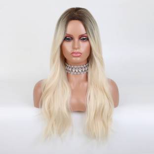 Ashkash 26 Inches Long 2 Tone Ombre Curly/Wavy Synthetic Fibre  Wig Hair Extension