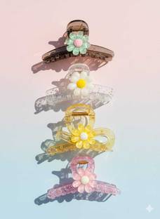 Pearlythreads  Clutcher | Pack of 4 | Strong Grip | Daily Use | Multicolor | Women & Girls Hair Extension