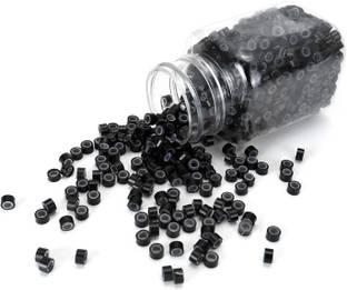 D-DIVINE Micro Rings 5mm Black Silicone Lined 200 Pcs Links Beads Linkies for Pre Bonded Hair Extension
