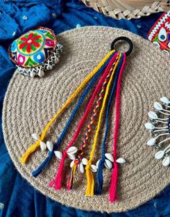 BRINCHTOWN Boho  Extension For Girl, Traditional Design with Thread, 1 Pcs Hair Extension