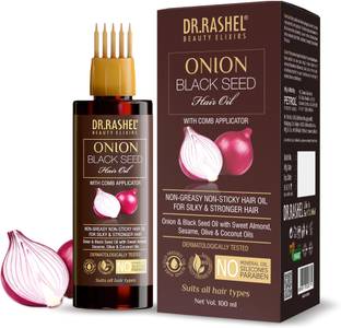 DR.RASHEL Onion Oil - Black Seed Onion Hair Oil With Comb Applicator - Controls Hair Fall - No Mineral Oil, Silicones & Paraben - 100 ml Hair Oil