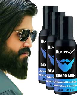 Livincy ROCKY STYLE BEARD GROWTH OIL FOR REAL MEN 50ML+50ML+50ML Hair Oil