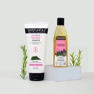 Soulflower Rosemary Tea Tree Shampoo (200ml) & Rosemary Lavender Hair Oil(120ml) Hair Oil