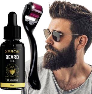 Xebok Natural Beard Growth Oil And Beard Activator (Derma Roller) Hair Oil