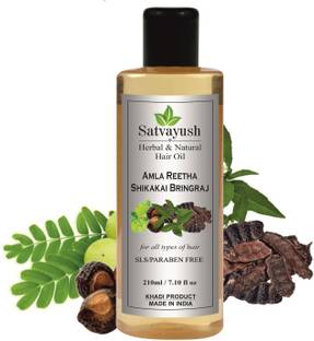Satvayush Khadi Amla Reetha Shikakai Bhringraj Hair Oil SLS Paraben free Natural & Herbal Hair Oil
