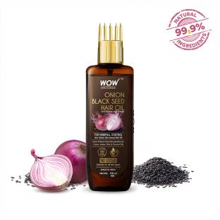 WOW SKIN SCIENCE Onion Black Seed Hair Oil - WITH COMB APPLICATOR - Controls Hair Fall - NO Mineral Oil, Silicones, Cooking Oil & Synthetic Fragrance Hair Oil