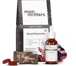 Man Matters Ultimate Beard Growth Kit | Beard Serum, Beard Gummies & 0.5mm Derma Roller Hair Oil