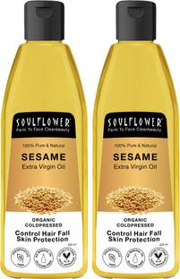 Soulflower Cold Pressed Sesame Oil, Enhance Hair Growth & Skin Texture Hair Oil