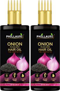 Phillauri Red Onion Hair Oil - WITH COMB APPLICATOR- Black Seed Onion Oil Hair Oil