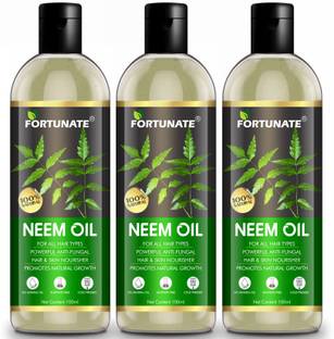 FORTUNATE Cold Pressed Pure Neem Oil For Hair Dandruff and Skin Acne Hair Oil