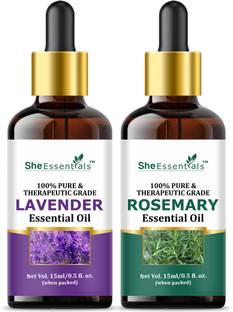 She Essentials Lavender Oil & Rosemary Oil 100% Natural & Pure for Hair Care (Pack of 2) Hair Oil