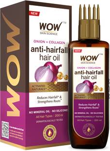 WOW SKIN SCIENCE Onion Oil - Black Seed Onion Hair Oil - WITH COMB APPLICATOR - Controls Hair Fall - NO Mineral Oil, Silicones, Cooking Oil & Synthetic Fragrance - 200 ml Hair Oil