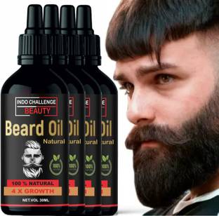 INDO CHALLENGE 4 x Faster Beard Growth oil with 100% Natural Ingredients Based  Hair Oil