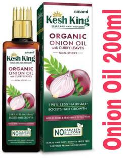 Kesh King Organic Onion Oil with Curry Leaves| Anti Hairfall| Growth  Hair Oil
