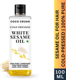 COCO CRUSH Cold pressed White Sesame Oil for Hair, Face, & Skin, Pure & Natural Carrier Oil Hair Oil
