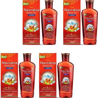 Navratna Ayurvedic Oil Cooling For Comforts & Rejuvenates Pack of - 200ml x 4 Hair Oil