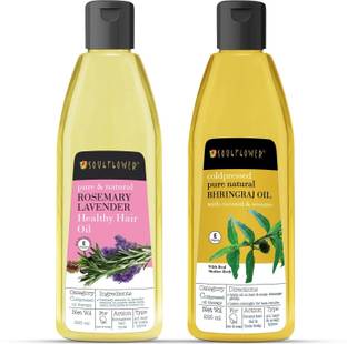 Soulflower Coldpressed Bhringraj & Rosemary Lavender Hair Oil, Dandruff Care & Hair Growth Hair Oil