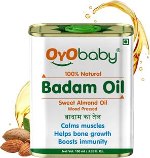 Oyo Baby Badam Rogan Oil For Skin, Face, Body Massage & 100% Pure Sweet Almond Oil Hair Oil
