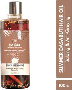 Nat Habit Men's Revital Summer Dasabuti Hair Oil | Hairfall, Dandruff & Greying Control, Scalp Massage | Ayurvedic, Herbal, Fresh Made | 16 Herbs Heat Soaked | Castor, Coconut, Amla (100ml) Hair Oil