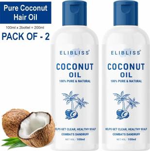 ELIBLISS Organic Pure Extra Virgin Cold Pressed Coconut Oil For Hair Hair Oil Pack of 2 Hair Oil