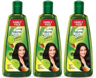 Nihar Naturals Shanti Amla and Badam Hair Oil, For Black, Silky and Stronger Hair, 500 ml x 3 Hair Oil