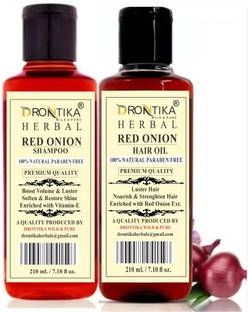 drontika 100% Pure Natural and Herbal Red Onion Oil And Red Onion Shampoo Hair Oil