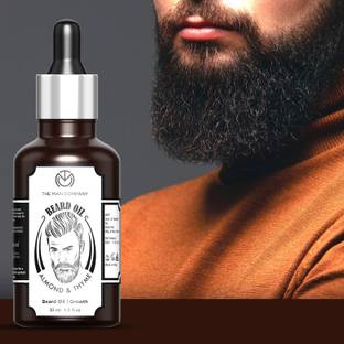 THE MAN COMPANY Beard Oil for Growing Beard Faster with Almond & Thyme, 100% Natural, Best Beard Growth Oil for Men, Nourishes & Strengthens Uneven Patchy Beard - 30ML Hair Oil