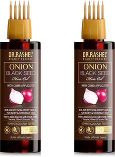 DR.RASHEL Black Seed Onion Oil with Comb Applicator | Controls Hair Fall | Non-Greasy Hair Oil
