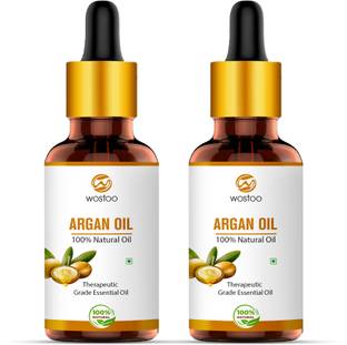 Wostoo Best Argan Oil for Hair, Skin & Anti-Ageing Face Care (10 ml) (Pack of 2) Hair Oil