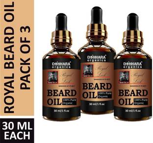 DONNARA organics Royal Look Beard Oil- MANHOOD AT ITS BEST(100% Organic) Combo pack of 3 bottles of 30 ml(90 ml) Hair Oil
