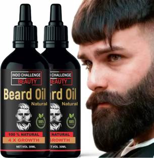 INDO CHALLENGE 2 x Faster Beard Growth oil with 100% Natural Ingredients Based  Hair Oil
