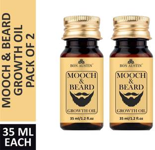 Bon Austin Lite MOOCH & BEARD GROWTH OIL- With Argan & Jojoba Growth Boosters Combo pack of 2 Bottles of 30 ml(60 ml) Hair Oil