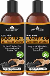 Bon Austin 100% Pure Organic Blackseed(Kalonji) oil Combo pack of 2 bottles of 100 ml Hair Oil
