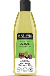 Soulflower Castor Oil for Hair Growth, Anti Hair Fall, Skin, 100% Pure Coldpressed  Hair Oil