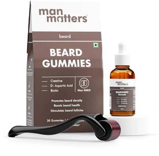 Man Matters Ultimate Beard Growth Kit | Beard Serum, Beard Gummies & 0.5mm Derma Roller Hair Oil