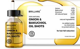 BRILLARE Onion Shots with Bakuchiol & Coconut, for Hair Fall Control Oil Hair Oil