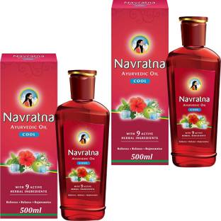 Navratna Ayurvedic Cool Head & Massage Oil For Stress Relief & Relax Mind Oil 500ml x 2 Hair Oil