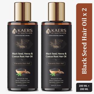 Kaers by Healthcrew Ayurvedic Hair Oil | Black Seed, Henna & Costus Roo | Pack of 2 (200ml + 200ml) Hair Oil