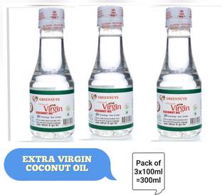 GREENNUT Pure Virgin Coconut Oil (Cold Pressed ) Pack of 3x100ml Hair Oil
