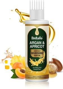 Indalo Argan & Apricot Everyday Nourishing Hair Oil for Smooth & Shiny, Silicone Free Hair Oil