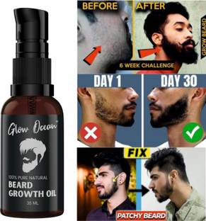 glowocean Beard Growth oil-For Complete & Patchy Beard Growth Hair Oil