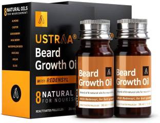 USTRAA Beard Growth Oil - 35ml x 2 | More Beard Growth with Redensyl & 8 Natural Oils Hair Oil