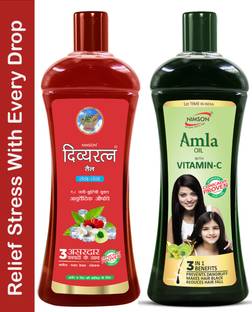Nimson Divyaratna Ayurvedic Cool Hair Oil & Amla Oil with Vitamin C Relief Headache Hair Oil
