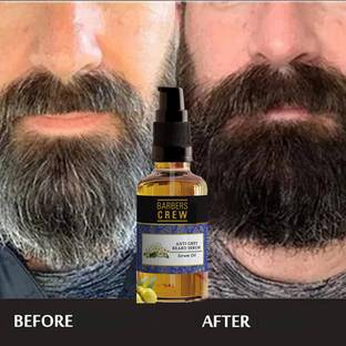 Barbers Crew Natural Grey Beard Serum- Restore Natural Black Color of Grey White Beard