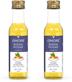 Gmore Cold Pressed - Edible - Virgin - Almond Oil / Badam Rogan Almond Oil PET Bottle
