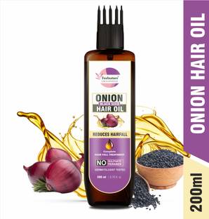 FeelNature Onion & Black Seed Hair Oil For Control Hair Fall & Growth With Comb Applicator Hair Oil