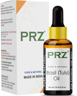 PRZ Basil ( Tulsi ) Essential Oil (30ML) - Pure Natural & Therapeutic Grade Oil For Aromatherapy Body Massage, Skin Care & Hair Care Hair Oil
