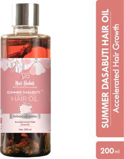 Nat Habit Hibiscus Amla Hair Growth Summer Dasabuti Hair Oil | Hair Fall, Massage, Dry, Frizzy Hair Treatment | Ayurvedic, Herbal, Fresh Made | 16 Herbs Heat Soaked | Castor, Coconut, Amla (200ml) Hair Oil